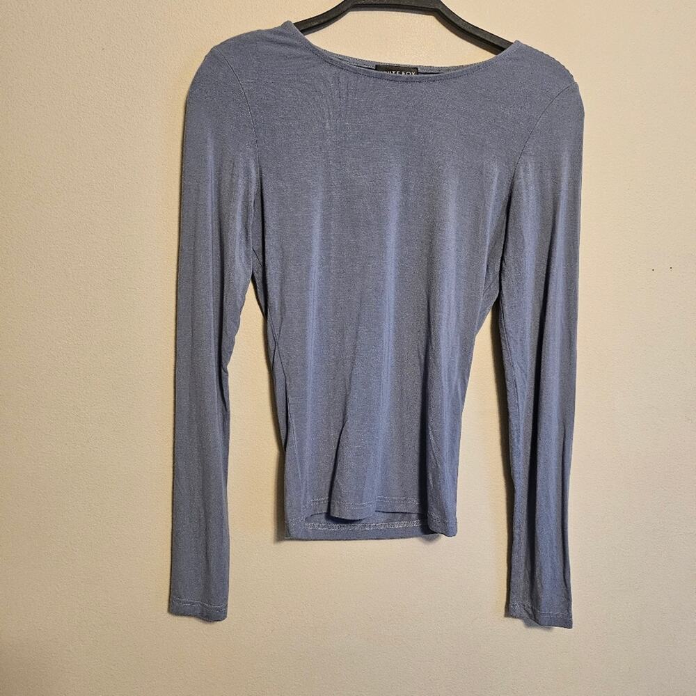 White Fox Plain Long Sleeve T Shirt Blue Small